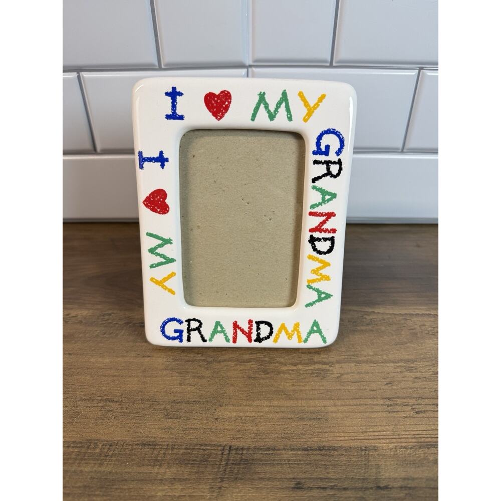 Vintage I Love My Grandma Ceramic Picture Frame 4x6” Photo Child Gift Memories